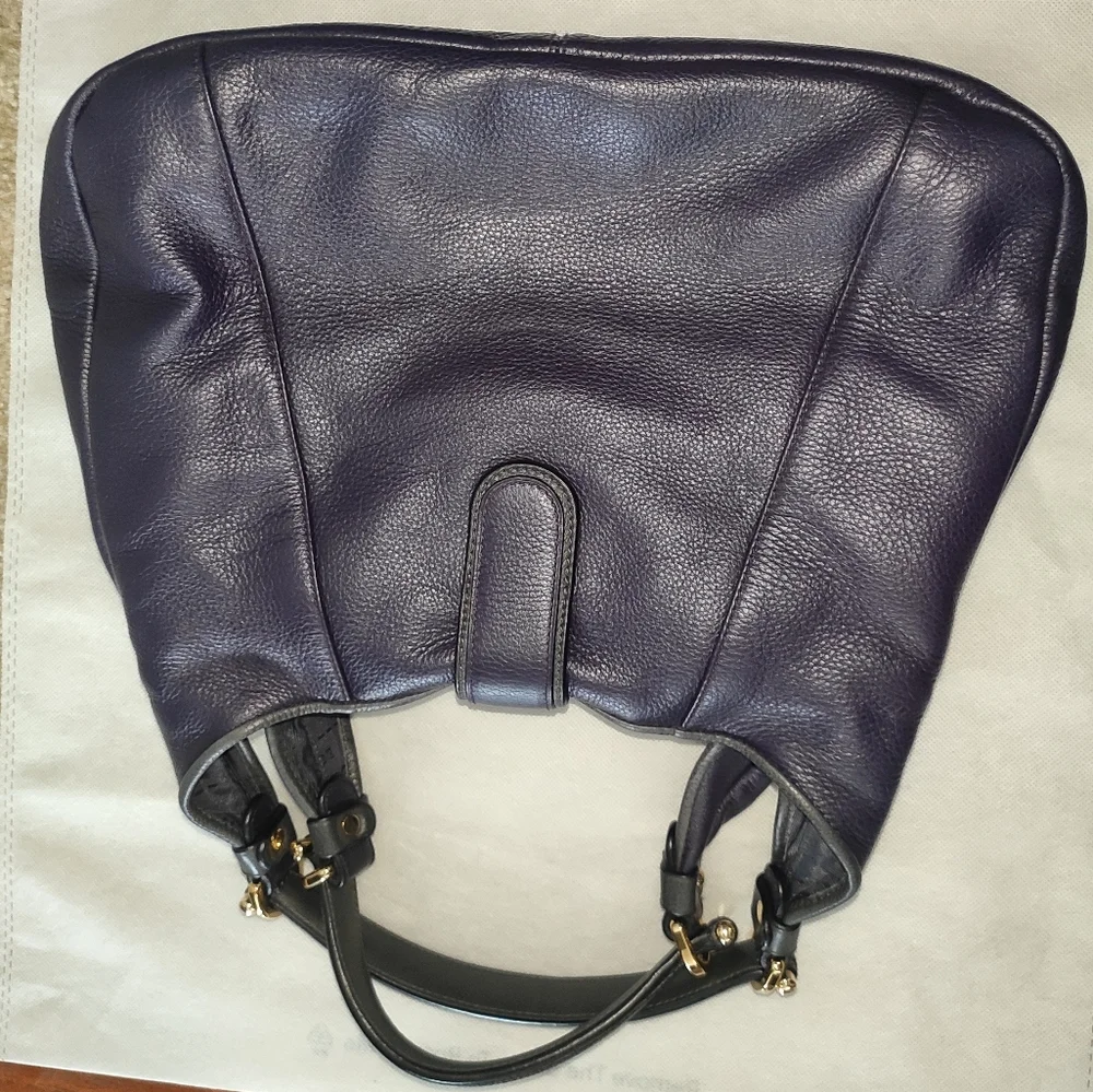 LOEWE Calle Purple Gray Trim Leather Hobo Bag - Picture 10 of 13